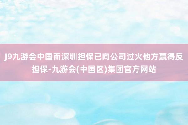 J9九游会中国而深圳担保已向公司过火他方赢得反担保-九游会(中国区)集团官方网站